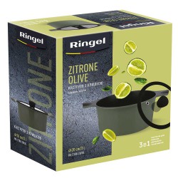 Кастрюля RINGEL Zitrone Olive 20x9.5 см (2,5л) з кришкою (RG-2108-20/OL)