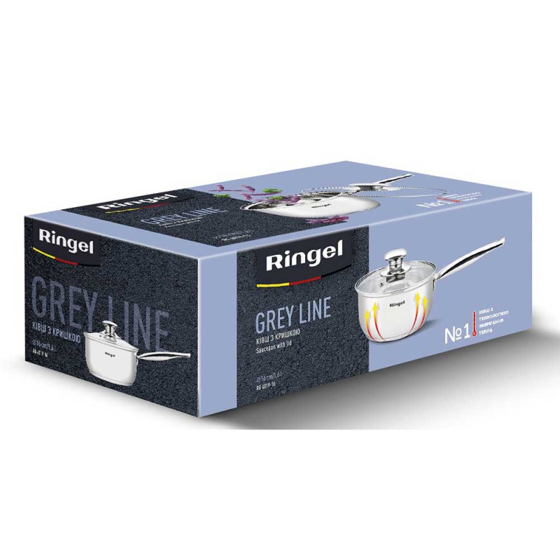 Ківш з нержавійки Ringel Grey line 16 см (1.6л) з кришкою (RG-4019-16)